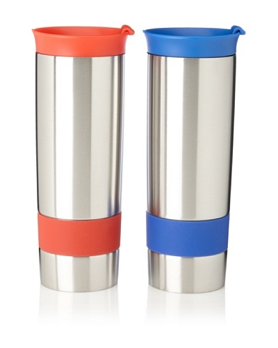 AdNArt Set of 2 The Hot Press Mugs, Red/Blue, 16-Oz.