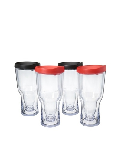 AdNArt Set of 4 Brew to Go, Red/Black