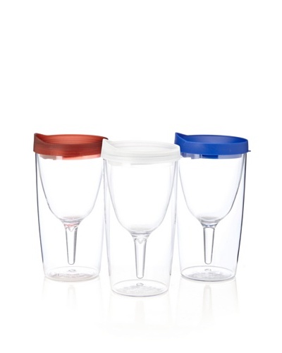 AdNArt Set of 3 Vino 2 Go Cups, Patriot Pack, 10-Oz.