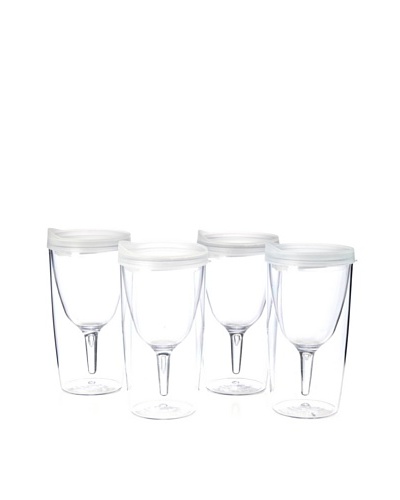 AdNArt Set of 4 Vino 2 Go Cups, White, 10-Oz.