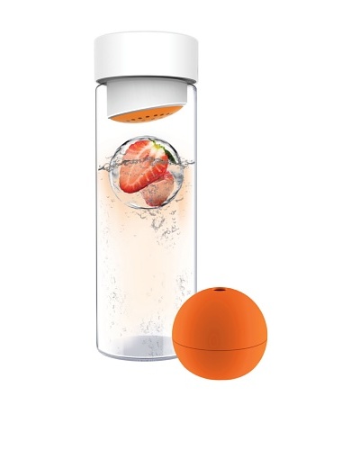 AdNArt Glass Water Bottle with Fruit Iceball Maker [Orange]