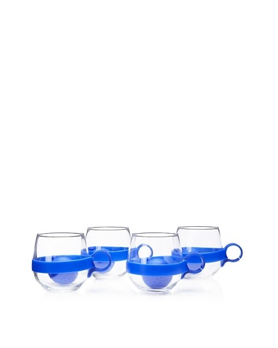 AdNArt Set of 4 Glass Teaball Mugs with Silicone Infusers, Blue, 16.75-Oz.As You See