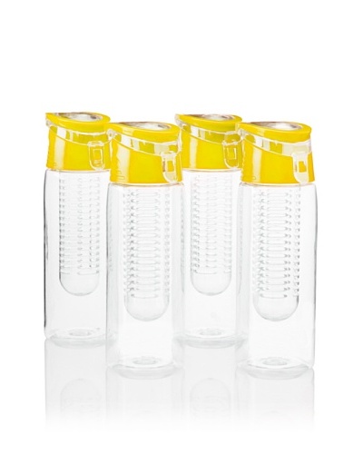 AdNArt Flavour-It Fruit Infuser Tritan Water Bottle, Yellow, 20-Oz. Set of 4