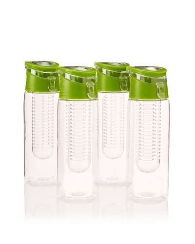 AdNArt Set of 4 Flavour-It Fruit Infuser Tritan Water Bottles, Green, 20-Oz.As You See