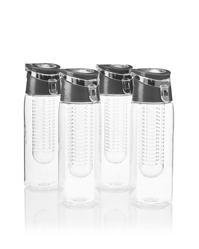 AdNArt Flavour-It Fruit Infuser Tritan Water Bottle, Black, 20-Oz. Set of 4As You See