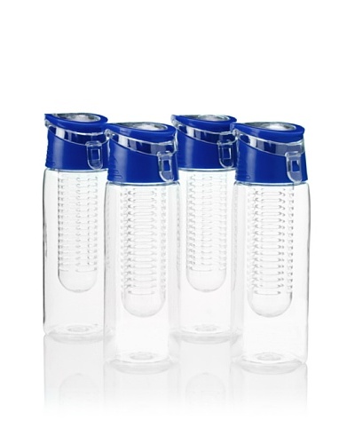 AdNArt Flavour-It Fruit Infuser Tritan Water Bottle, Blue, 20-Oz. Set of 4