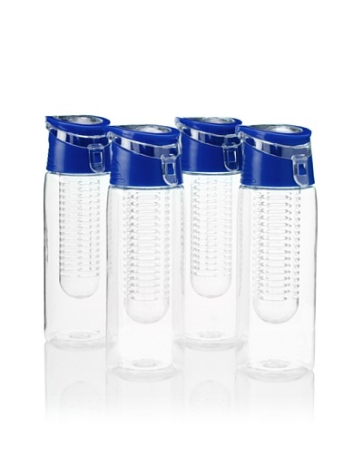 AdNArt Flavour-It Fruit Infuser Tritan Water Bottle, Blue, 20-Oz. Set of 4