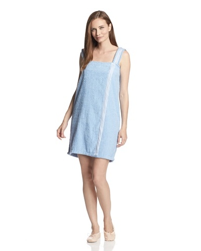 Aegean Apparel Women’s Terry Loop Shower Wrap with Gingham Trim