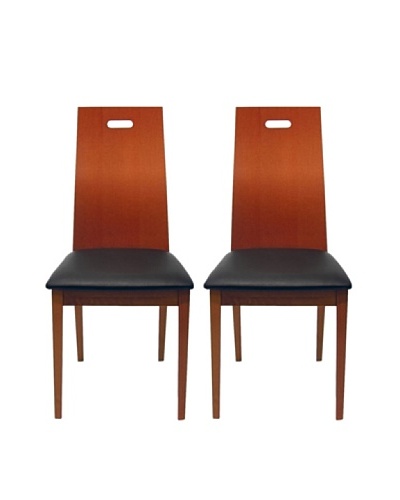 Aeon Set of 2 Boston Solid Beechwood Dining Chairs, Cherry