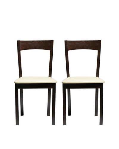 Aeon Set of 2 Euro Home Collection Plymouth Beechwood Dining Chairs, Coffee