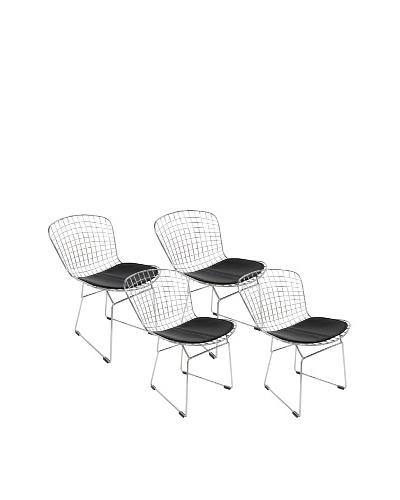Aeon Set of 4 Euro Home Collection Wendy Chromed Steel Wire Frame Side Chairs, Black