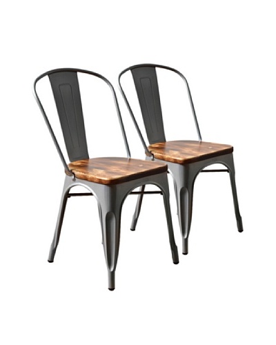 Aeon Furniture Set of 2 Garvin Chairs, Silver/Wood
