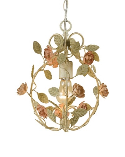 A&F Lighting Ramblin rose Mini Chandelier, Pink/White, 13 x 10 [Antique Cream Finish]