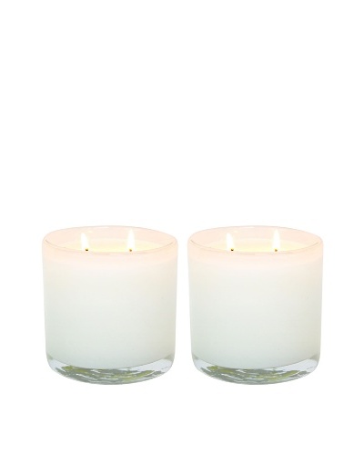 Alassis Set of 2 14-Oz. Art Glass Candles, Honeysuckle and Lily, White