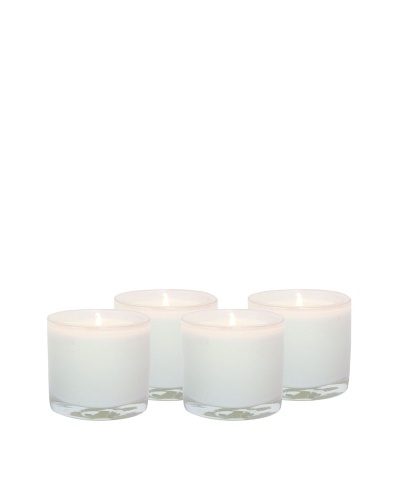 Alassis Set of 4 7.5-Oz. Art Glass Candles, Honeysuckle and Lily, White