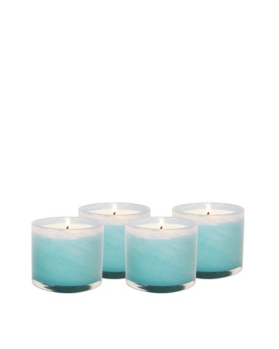 Alassis Set of 4 7.5-Oz. Art Glass Candles, Seagrass Musk, Sky Blue