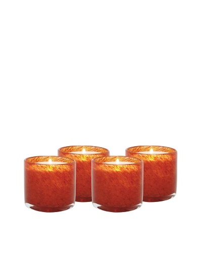 Alassis Set of 4 7.5-Oz. Art Glass Candles, Mandarin and Passionfruit, Red