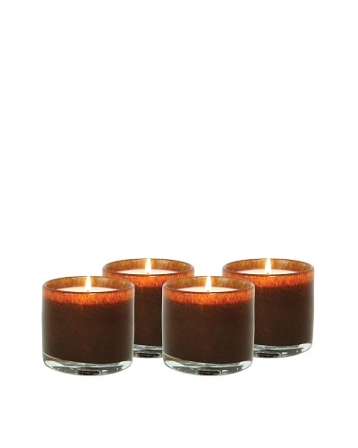 Alassis Set of 4 7.5-Oz. Art Glass Candles, Amber Vanilla, Brown