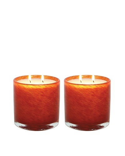 Alassis Set of 4 7.5-Oz. Art Glass Candles, Honeysuckle and Lily, White