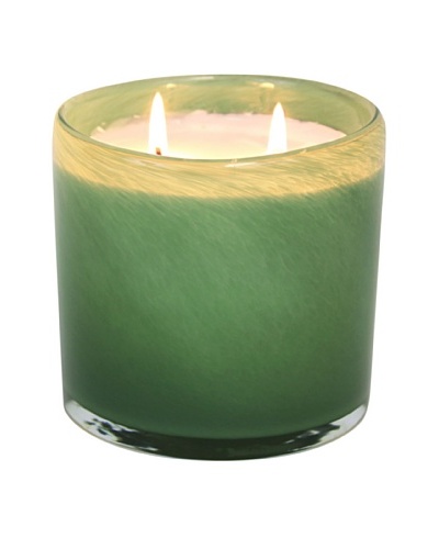 Alassis Set of 2 14-Oz. Art Glass Candles, Eucalyptus and Bamboo, Green