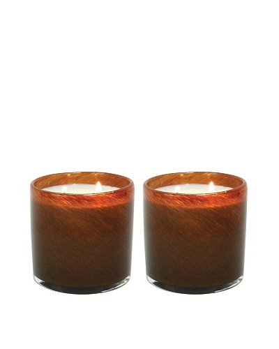 Alassis Set of 2 14-Oz. Art Glass Candles, Amber Vanilla, Brown