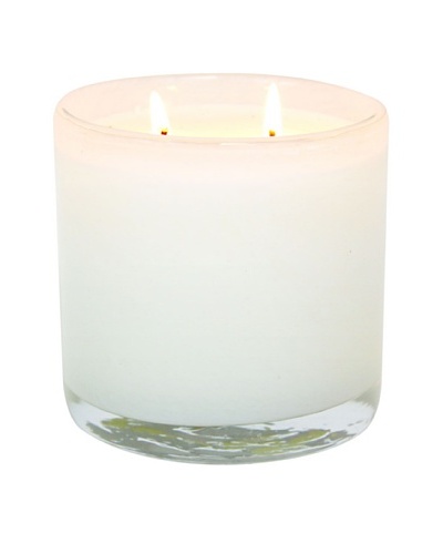 Alassis Set of 2 14-Oz. Art Glass Candles, Honeysuckle and Lily, White