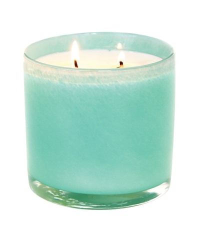 Alassis Set of 2 14-Oz. Art Glass Candles, Lotus and White Tea, Aqua