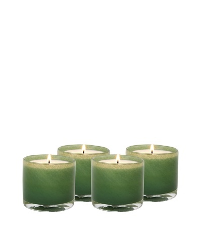Alassis Set of 4 7.5-Oz. Art Glass Candles, Eucalyptus and Bamboo, Green