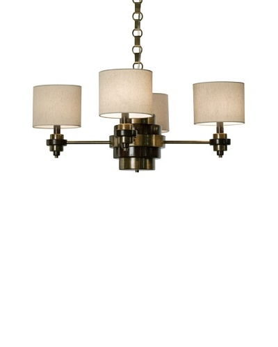 Allison Davis Design Lighting Bombay Chandelier, Antique Brass/Brown/Natural