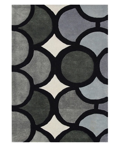 Alliyah Rugs Geometric Rug, Grey/Ivory/Charcoal, 8' x 10'