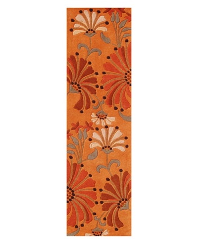 Alliyah Rugs Eastern Metro Rug, Rust/Orange/Burgundy/Spruce, 2' x 8' Runner