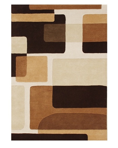 Alliyah Rugs Hidden Blocks Rug, Dark Brown/Chocolate/Warm Sand, 5' x 8'