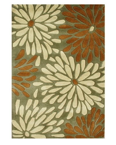 Alliyah Rugs New Zealand Wool Rug [Green/Almond/White]