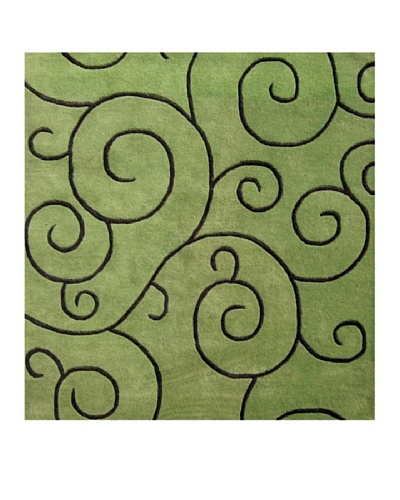 Alliyah Rugs Sarah Scrolls Rug, Lime/Turf, 6' x 6'