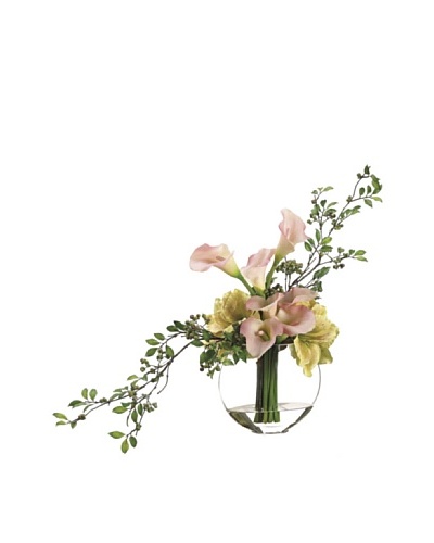 Allstate Floral Calla Lily, Amaryllis & Berry in Glass Vase, Pink Green