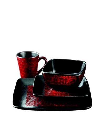 American Atelier Yardley 16-Piece Dinnerware Set, Red