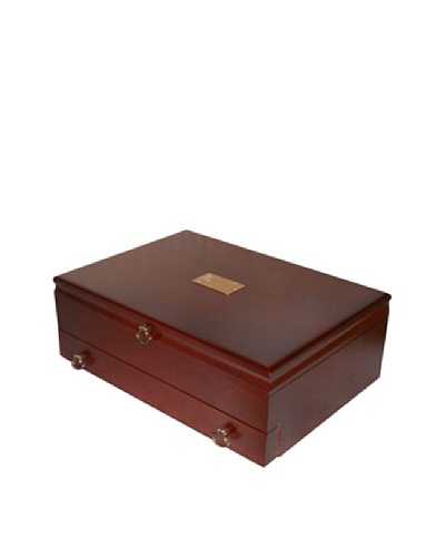 American Chest Company Mahogany-Finished Hardwood Flatware Drawer Chest with Burgundy Lining