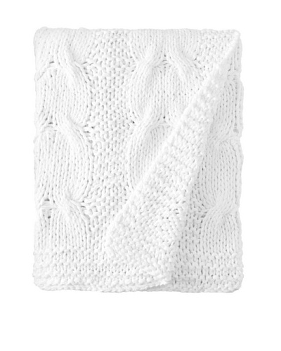 Amity Cable Knit Throw, White, 50″ x 60″