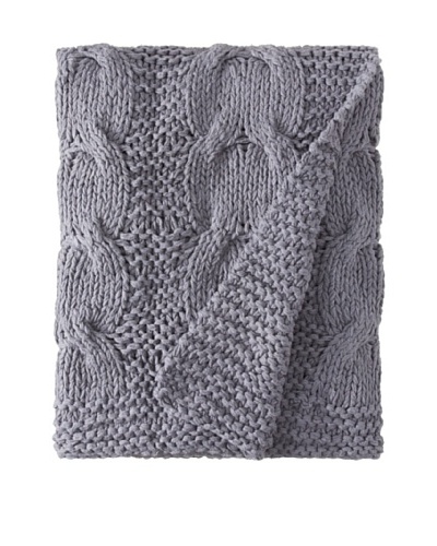 Amity Cable Knit Throw, Steel Blue, 50″ x 60″