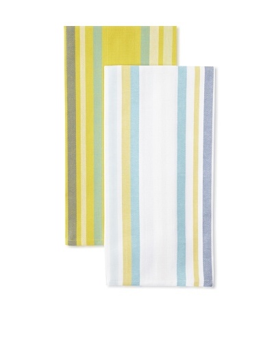 Anne De Solene Set of 2 Kitchen Towels, Averell, Blanc/Jaune, 23″x30″