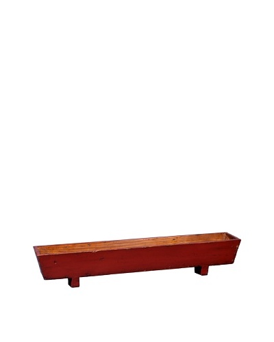 Antique Revival Wooden Double Planters, Red