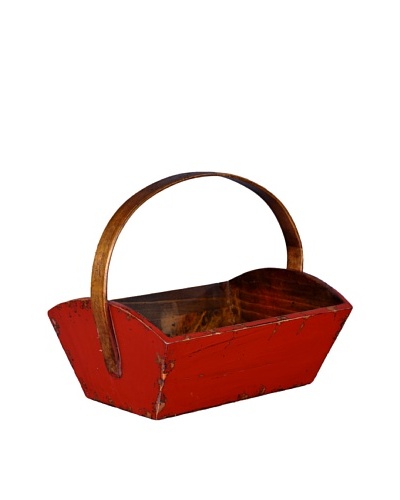 Antique Revival Wooden Fruit Bucket [Red]