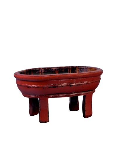 Antique Revival Wooden Vegetable Sink, Red