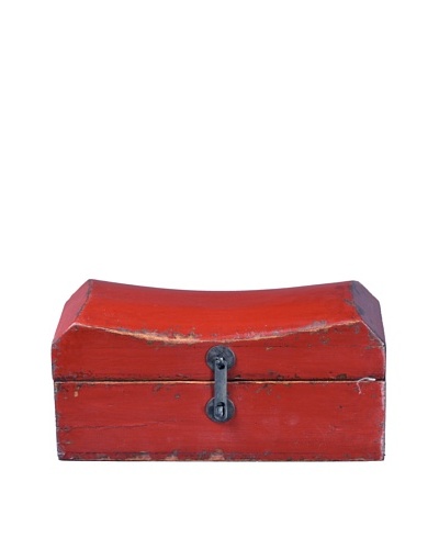 Antique Revival Wooden Pillow-Case Box, Red