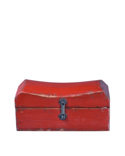 Antique Revival Wooden Pillow-Case Box, Red