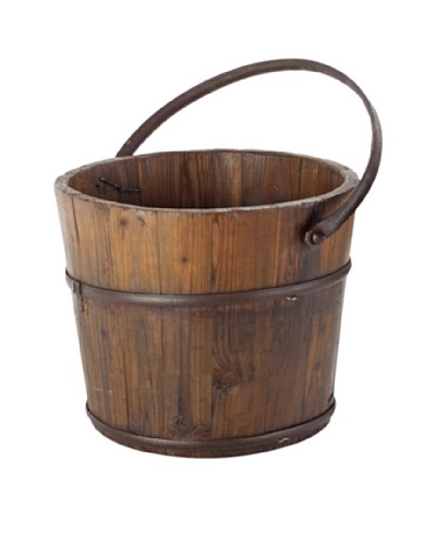 Antique Revival Wooden Round Wash Bucket [Natural]