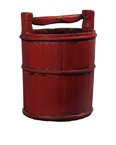 Antique Revival Wooden Soy Sauce Bucket, Red