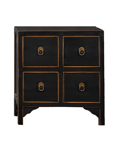 Antique Revival 4-Drawer End Table, Black