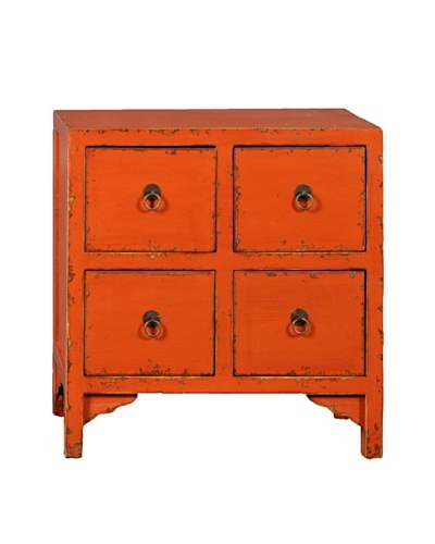 Antique Revival 4-Drawer End Table, Orange
