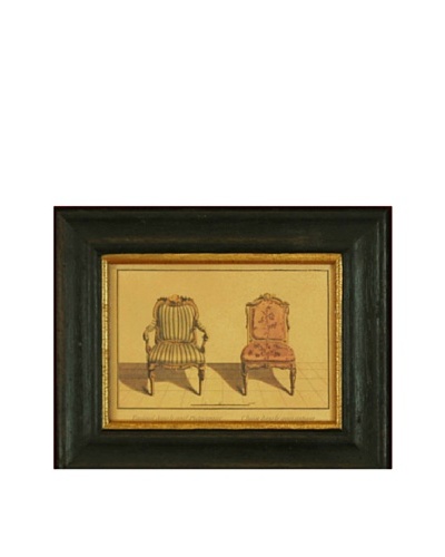 Framed Miniature Reproduction French Two Antique Side Chairs Print